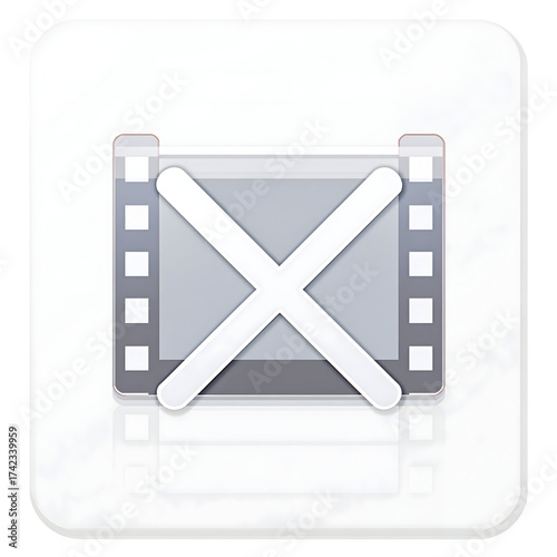 Movie icon with x mark on transparent background representing prohibition