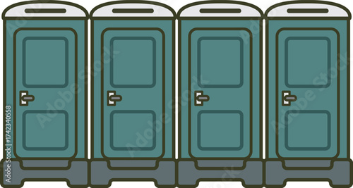 簡易トイレ（ずらっと４基）のイラスト