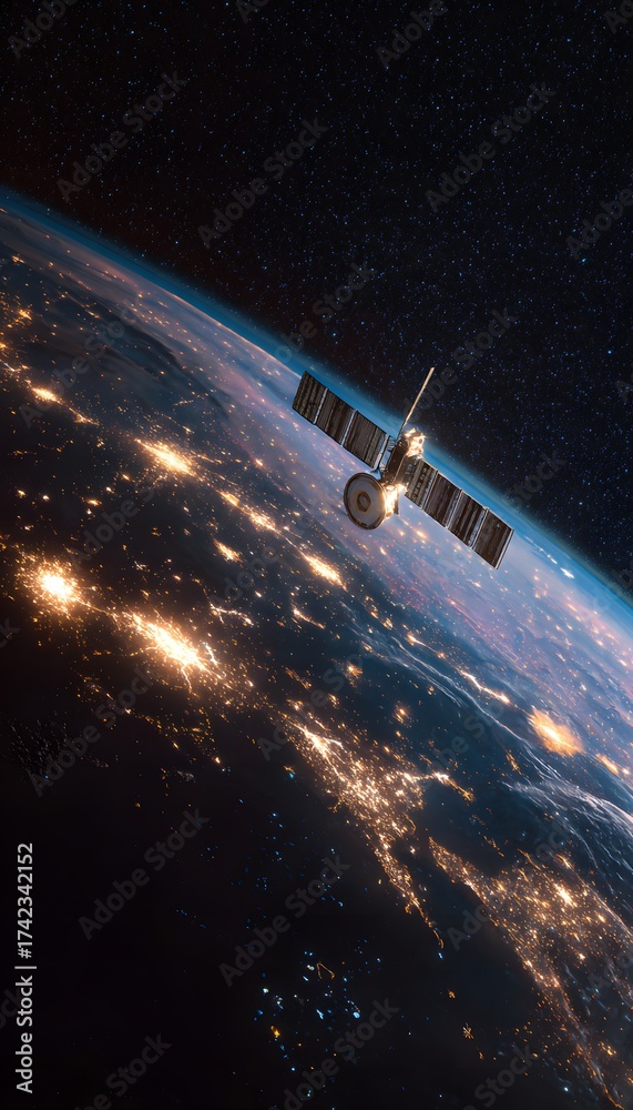 Obraz premium Modern Satellite Orbit Close-up