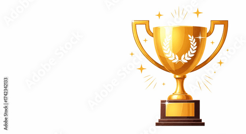 Golden trophy award for the winner, a 3d illustration of a sports trophy for victory, honor, and business success
