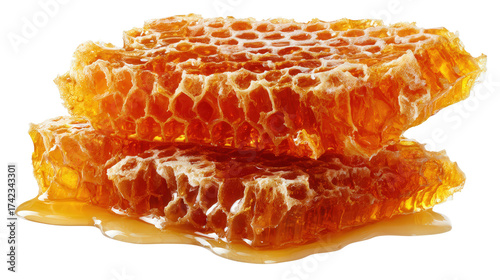 Honeycomb piece background isolated on a Transparent background, PNG file.