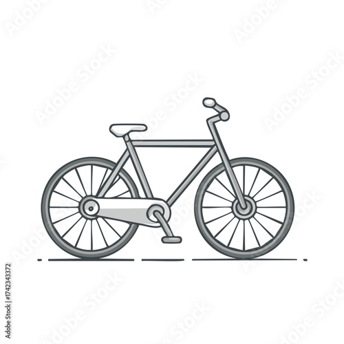 Minimalist outline drawing of a classic bicycle with two wheels and handlebars