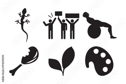 Creative Object and People Silhouette Set