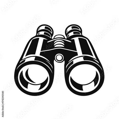 Binoculars Exploration Tool Vector Illustration Black and White Optics Expedition Magnification Instrument
