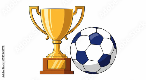 Golden sports trophy and gold cup award for a champion winner, a prize for success, victory, and achievement