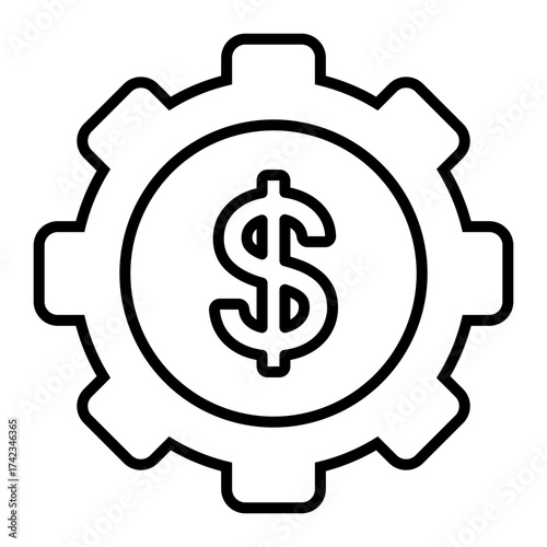 Financial mechanism line icon illustrating economic processes and business settings, representing cost management, investment strategy, or monetary operations within a system