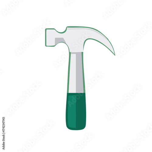 Green handle claw hammer tool illustration representing construction repair and home improvement