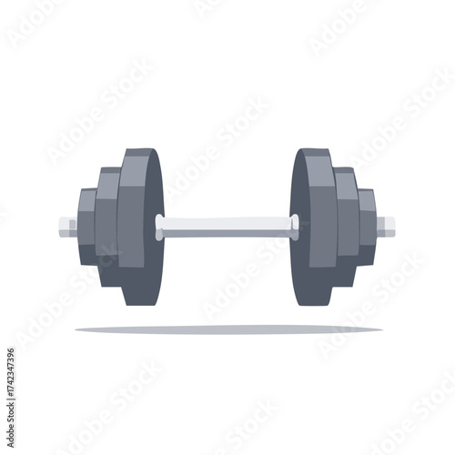 Illustration of weightlifting dumbbell with weight plates for fitness training and building strength