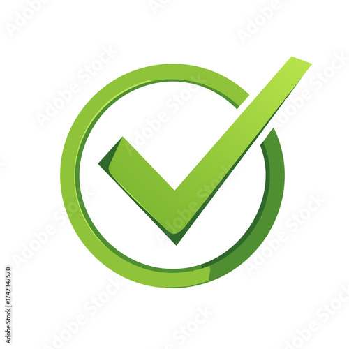 Green checkmark in green circle symbol for approval and success.