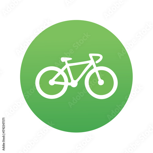 White bicycle silhouette in green circle icon symbol