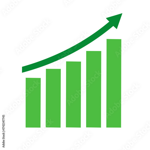 Free Download Rising bar graph showing growth and progress, green arrow pointing upwards, business and finance concept, success and development - GFXLoad