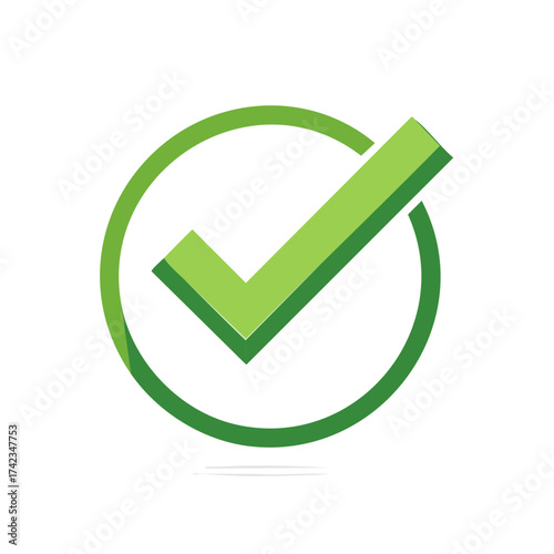 Green Check Mark Confirmation Tick Symbol Validation Approved Item Acceptance Round Shape