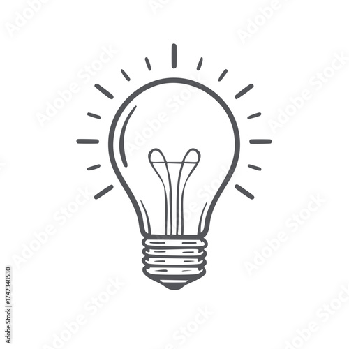Illuminating idea graphic lightbulb illustration icon, a single object conveying inspiration and innovative thinking with a line art design