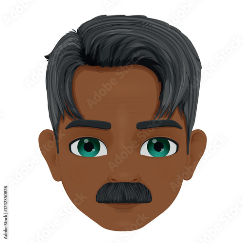 middle-aged dark-skinned mustached man face