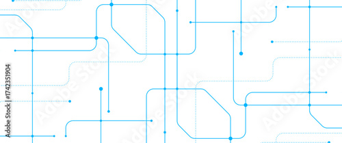 Vector abstract technology tech line with crossed lines and dots.