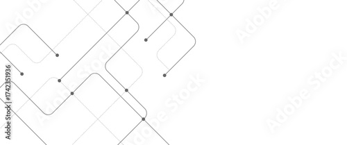 Vector abstract technology tech line with crossed lines and dots.