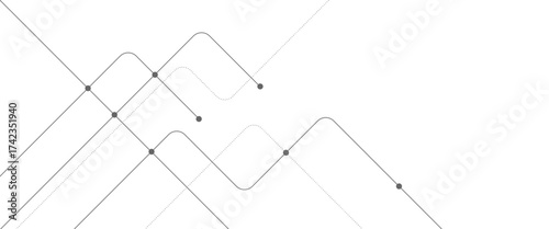 Vector abstract technology tech line with crossed lines and dots.