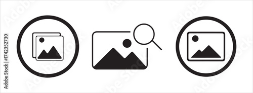 Picture adding and sharing flat icons