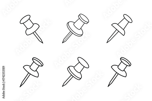 thumbtack icon line art vector illustration