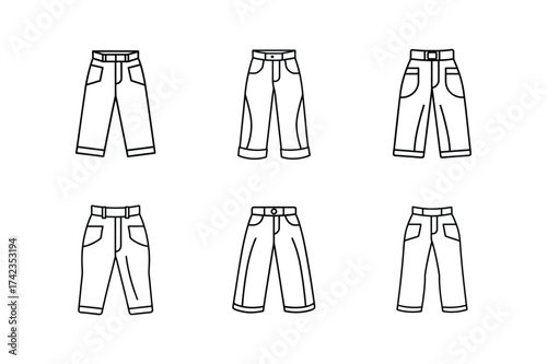 baggy jeans icon line art vector illustration