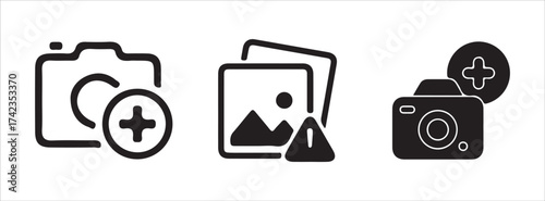 Camera with plus sign and upload button