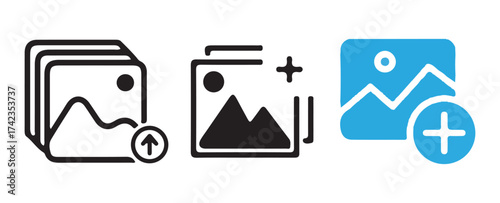 Camera plus sign and upload image illustration