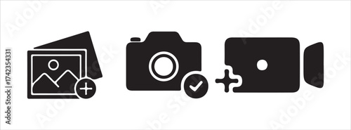 Image file add and upload concept icons