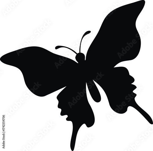 Elegant butterfly casting a shadow of a larger butterfly banner advertisement design isolated on white background isolated on transparent background