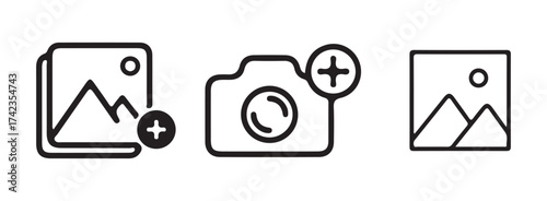 Camera add photo symbol vector