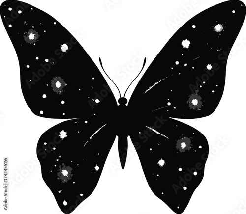 Stunning galaxy butterfly silhouette with starry cosmic fill isolated on white background isolated on transparent background
