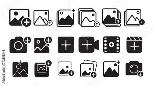 Camera and gallery vector icon collection