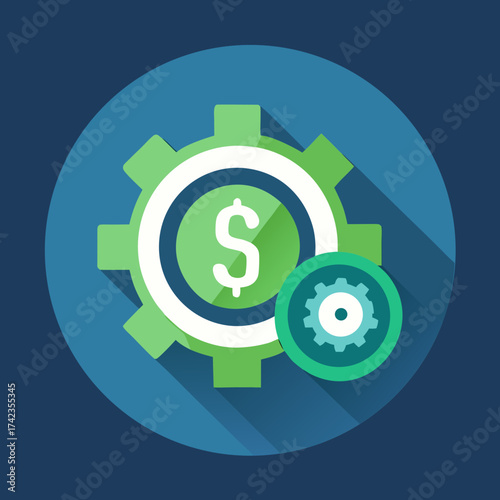 Gear icon with dollar sign inside, representing financial management