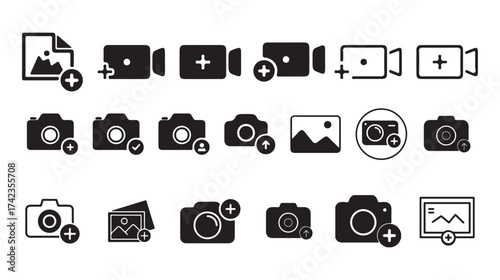 Camera add and upload photo icons