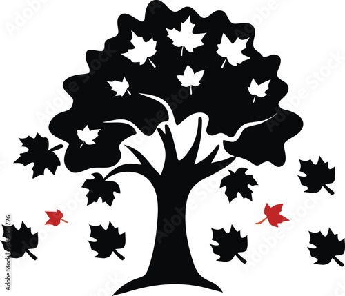 Vibrant maple tree in autumn with orange and red leaves isolated on white background isolated on transparent background