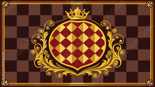 Decorative crest with shield and crown