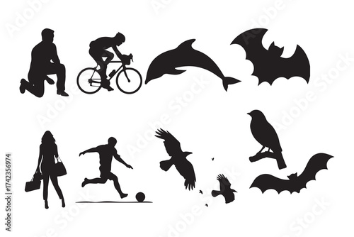 Sport, Wildlife, and Lifestyle Silhouette Icons
