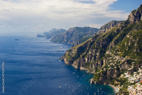 View of Amalfi Coast and Positano, Campania, Italy