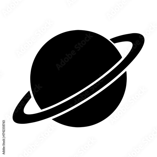 Wallpaper Mural black silhouette of a planet with a ring Torontodigital.ca