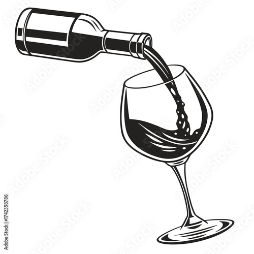 red wine pouring into glass