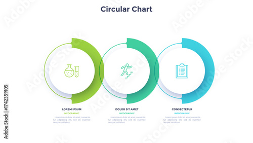 Informative circular process infographic chart for business startup demonstration. Privacy online infochart with thin line icons. Instructional graphics with 3 steps sequence design for web pages