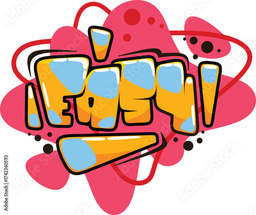 easy word graffiti text font sticker illustration	