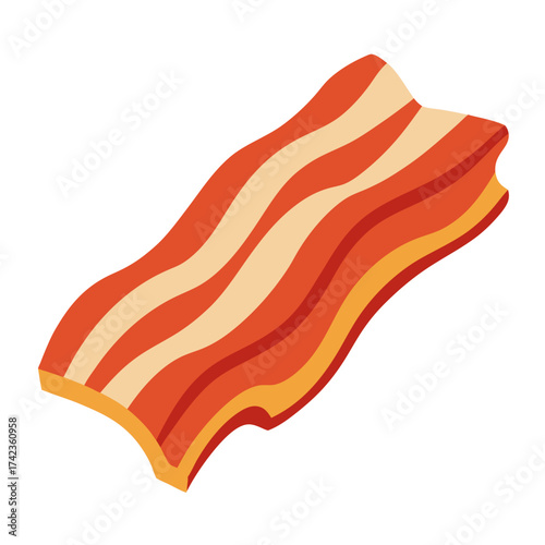 Vector art of crispy bacon strip, a savory delight for breakfast or brunch, perfect for sandwiches and culinary creations