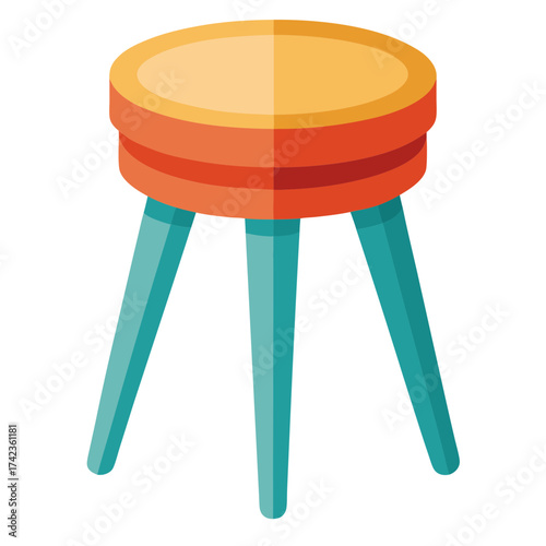 Illustration of a colorful stool, perfect for adding a touch of whimsy to any design project or childrens illustration