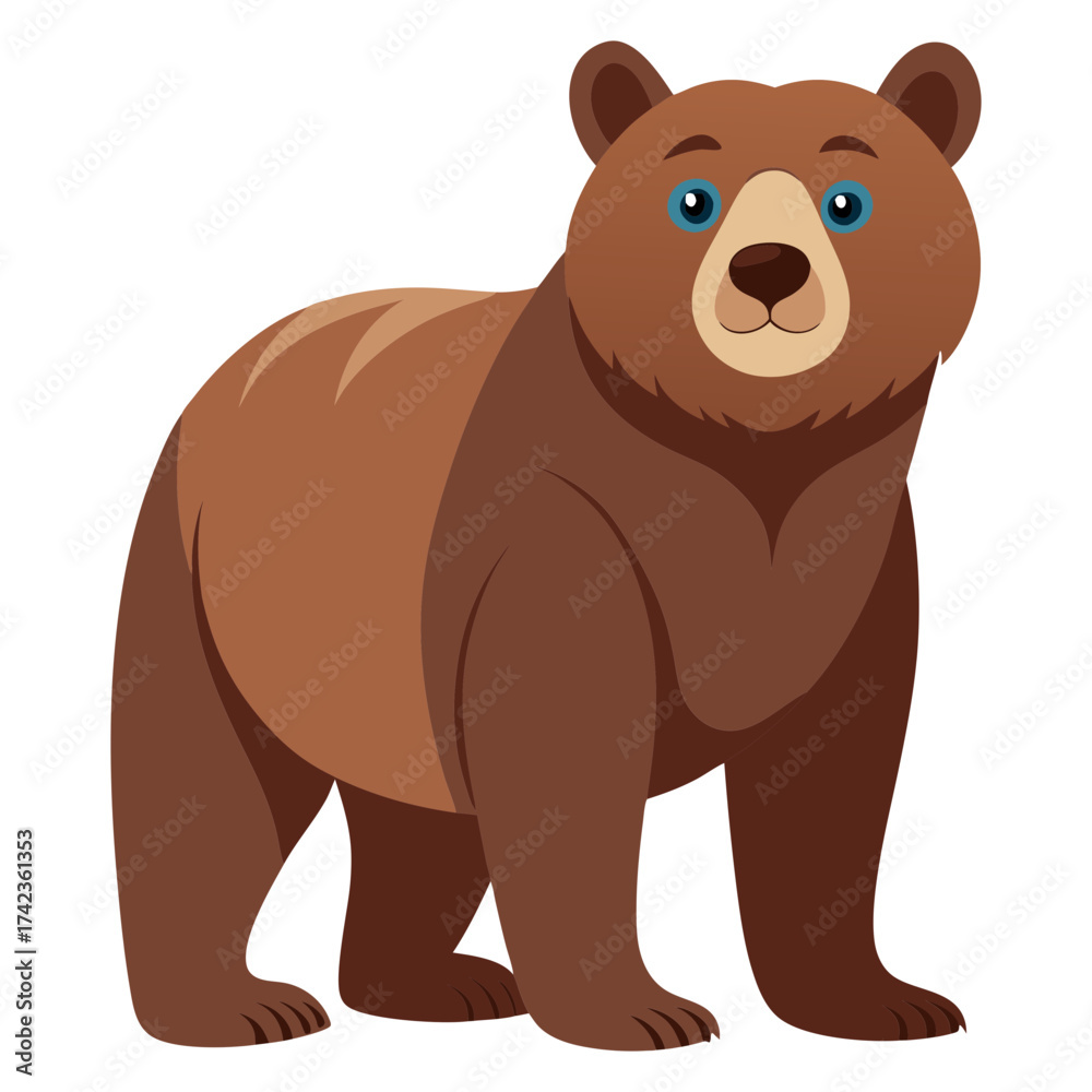 Obraz premium Illustration of a brown bear standing on a, a cute and friendly animal