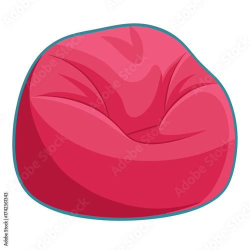 Vector art of comfortable pink beanbag chair, providing a cozy and relaxing seating option for any room or space