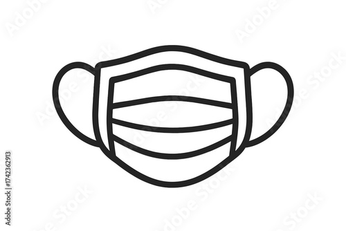 Medical face mask line icon. Surgical mask sign. Vector illustration for health care and safety. Protective disposable equipment for virus, flu, pandemic, and dust protection.