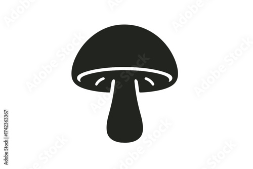 Mushroom icon vector symbol. Fungi or toadstool simple flat silhouette. Mycology, fungal growth concept. Natural, organic food from forest. Black isolated graphic element.