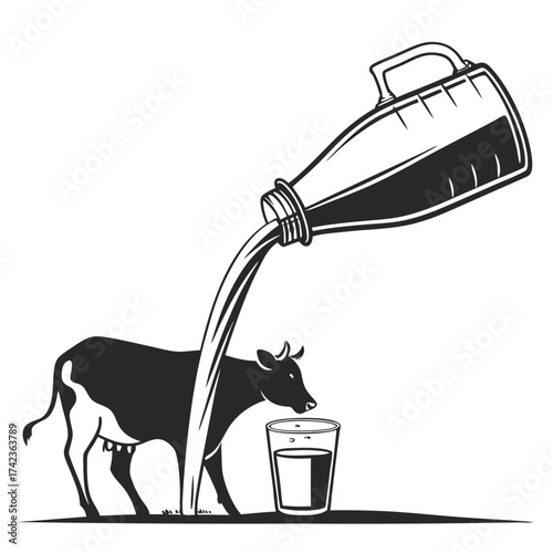 hand drawn vector illustration of a cup of milk