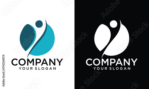 Creative Sport medical center logo design vector illustration. athlete recovery rehab symbol sign isolated
