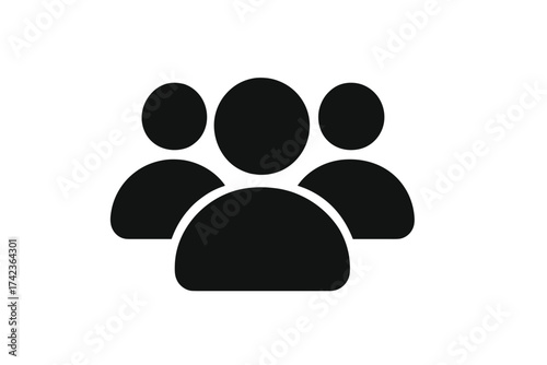 Group of people icon. Users symbol for web. Teamwork, community, and social network concept. Business team, leadership, and collaboration sign. Friends avatar profile vector.